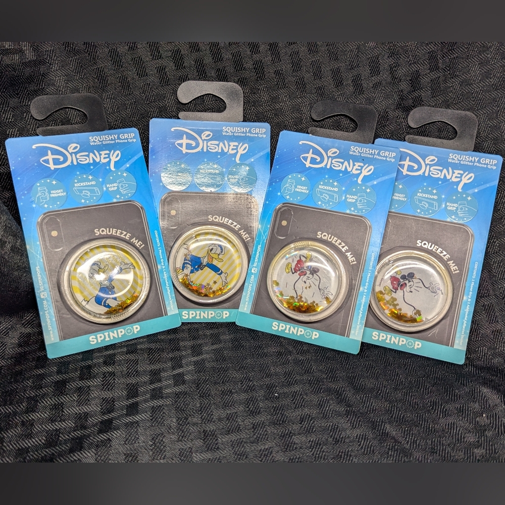 Disney Mickey Mouse And Donald Duck Squishy Glitter SpinPop Socket.